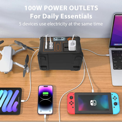 100W/300W 24000mAh LiFePO4 Portable Power Station Mobile Power Supply Solar Generator 220V/110V Station Power Bank for Camping