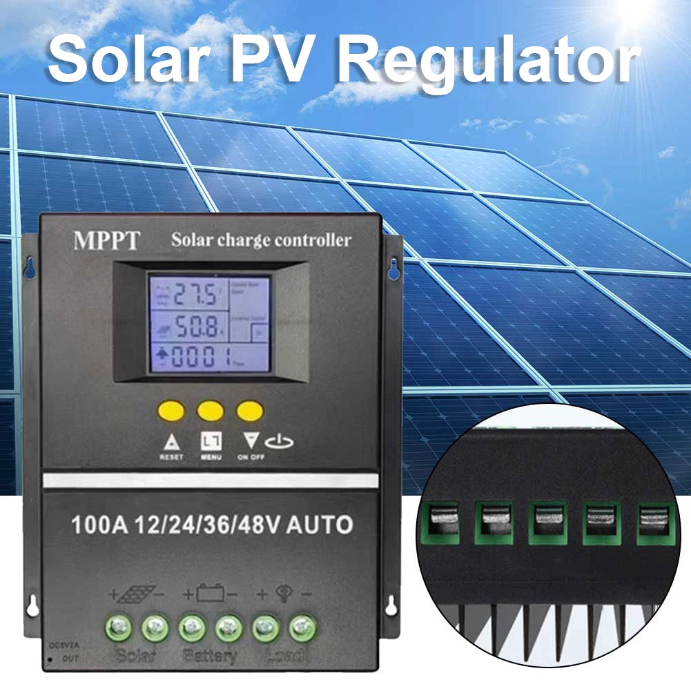 100A MPPT Solar Charge Controller Solar Panel Regulator LCD Display Auto Solar Charge Controller 12V 24V 36V 48V for Solar Panel