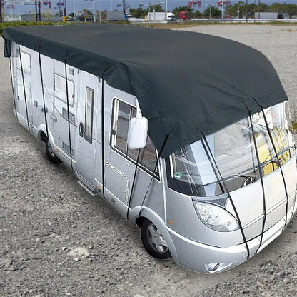 210D Motorhome Camper Top Tarp Cover RV Roof Cover Canopy Tarpaulin Waterproof Dust-proof Sunshade Anti-UV Protection