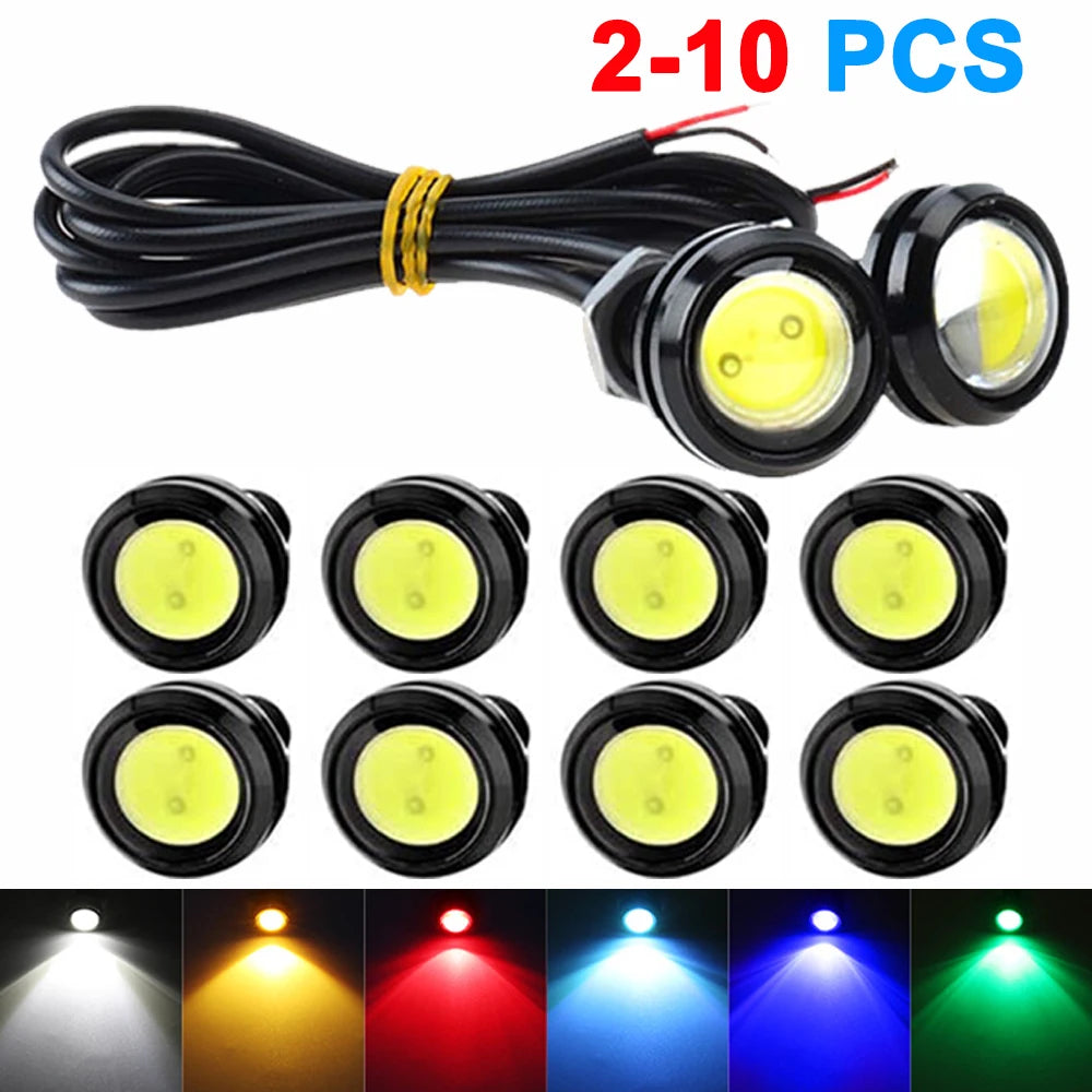 2/10 PCS 18MM COB LED Car Eagle Eye Light 12V DRL Daytime Running  Backup Marker Parking Signal Fog Lights Waterproof Red Yellow