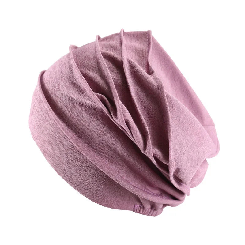 Breathable Elastic Women's Turban Hat Soft Ruffle Head Wrap Cap Lady Cancer Chemo Cap Muslim Headscarf Hat