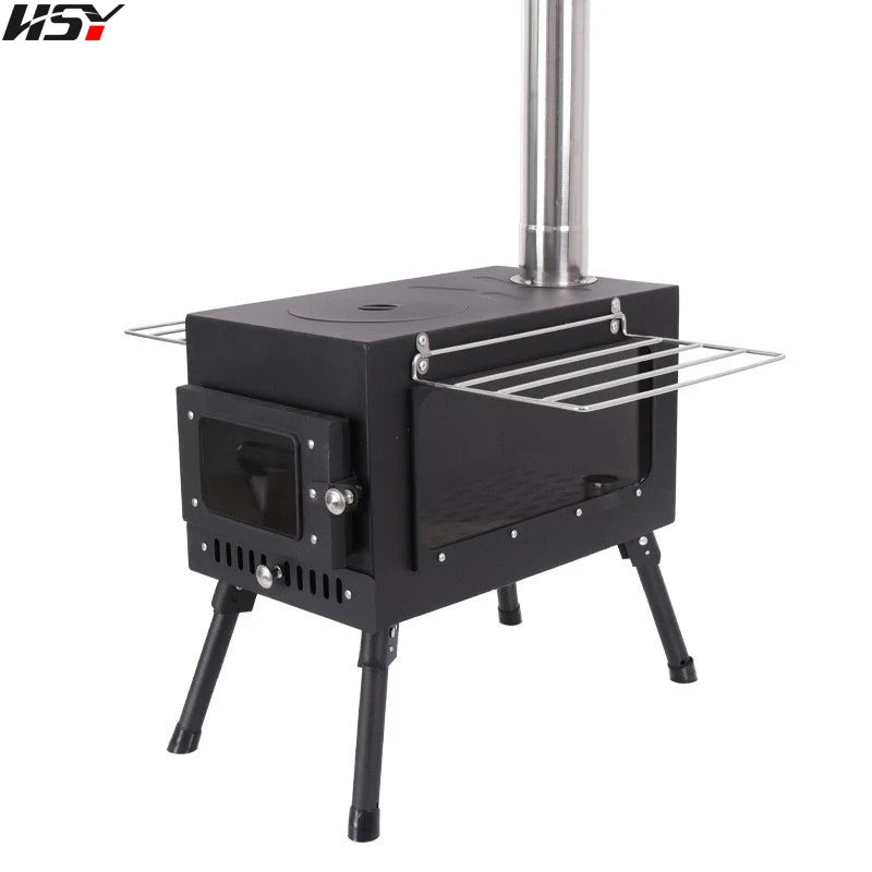 Stainless Steel Folding Heating Tent Stove, Outdoor Camping, Firewood Stove, Picnic Fire Stove with Window