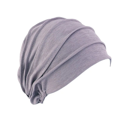 Breathable Elastic Women's Turban Hat Soft Ruffle Head Wrap Cap Lady Cancer Chemo Cap Muslim Headscarf Hat