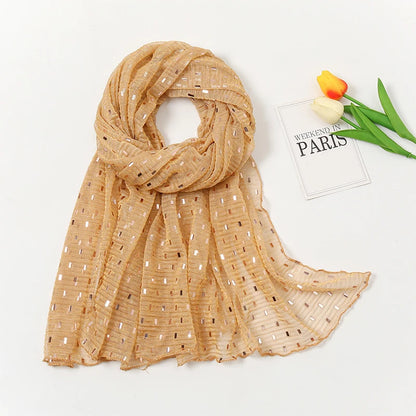 Glitter Shimmer Muslim Hijabs Fashion Solid Bubble Chiffon Scarf High Quality Shawl Scarves Silver Crinkle Woman Headscarf