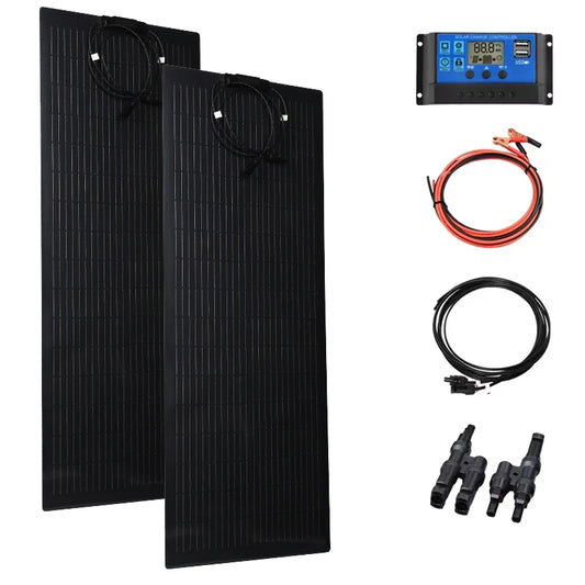 Flexible Solar Panel 100W 200W 12V Battery Charger Upgrade Photovoltaic Panel Kit for Outdoor Camper Yacht Home Car RV Travel