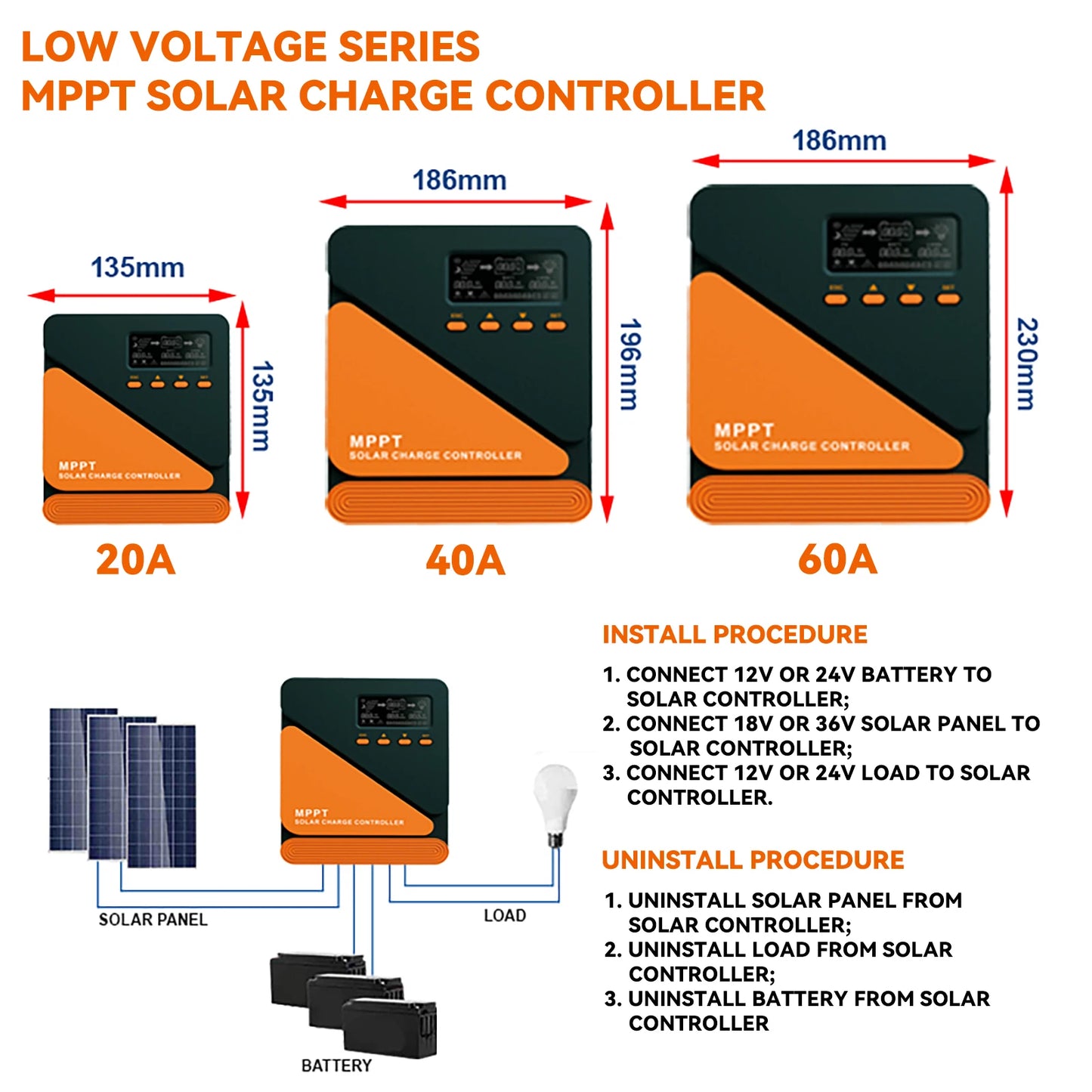 PVBEYORND MPPT Solar Charge Controller 20A 40A 60A Solar Controller MPPT 12V 24V Solar PV Regulator Fit for Lead-acid/Lithium