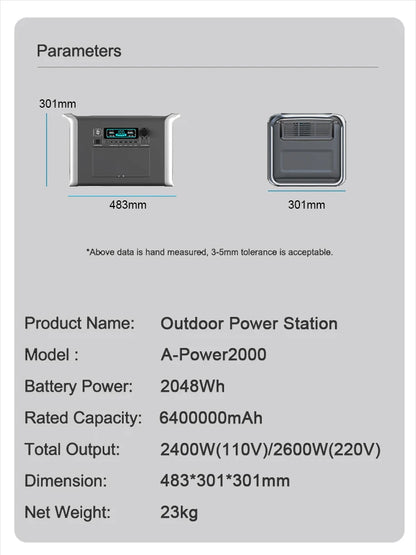 Germany Warehouse Stock 1800W 2400W Lifepo4 Battery Portable Power Station UPS Function Camping Emergency Power Energy