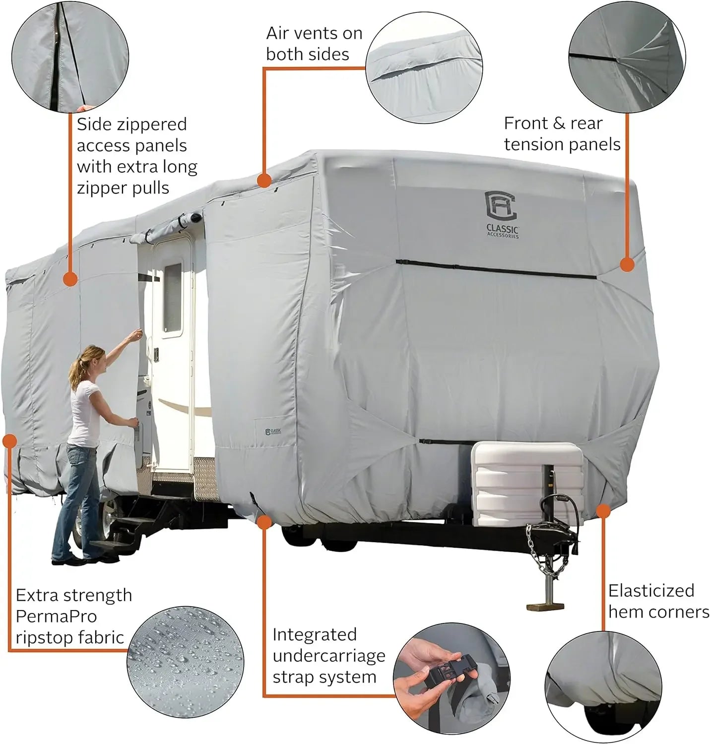 Over Drive PermaPRO Deluxe Trailer Cover, Fits 35 ' - 38' RVs, RV , Camper , Travel