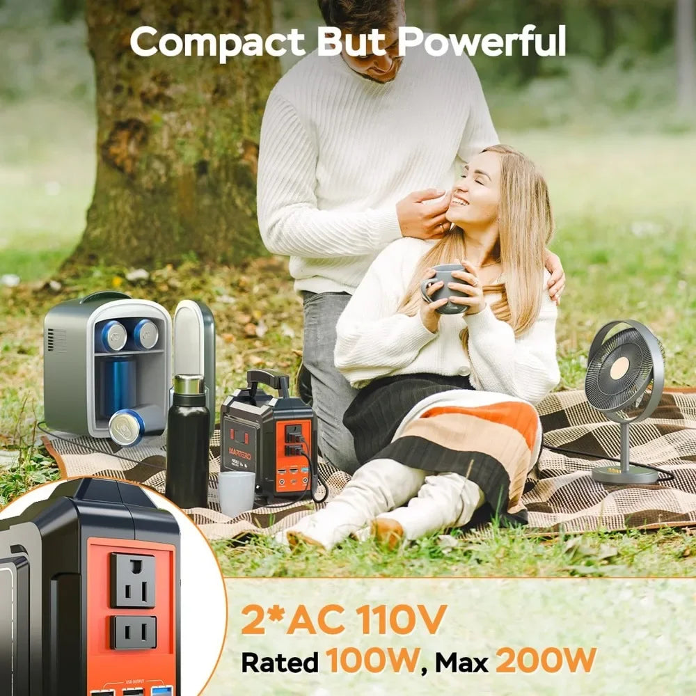 Portable Power Station 200W Peak Camping Solar Generator 167Wh Power Bank with AC Outlet 110V for Home Camping  Emergency