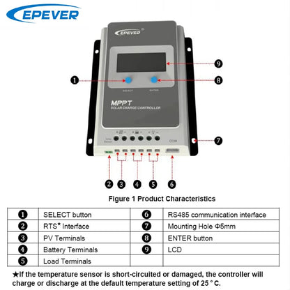 40A MPPT Solar Charge Controller 12V/24V Battery Voltage Max Solar Panel 100V EPEVER Regulator With MT50 Data Monitor