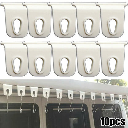 10pcs White Universal Awning Clothes Hook Racks For RV Camper Caravan Party Light Holder RV Awnning Hook Accessories