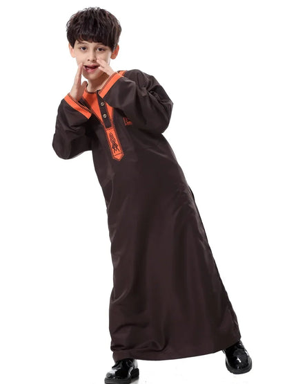 Eid Muslim Kids Abaya Jubba Thobe Dress Kimono Boy Thobe Thawb Caftan for Children Ramadan Long Robes Dress Dubai Arab 2025