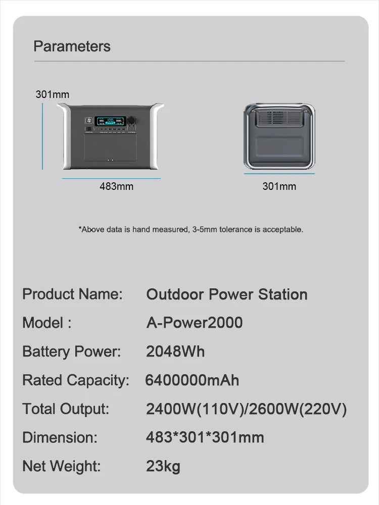 2600W 2400W portable power station lifepo4 UPS Power Supply Camping Solar Electric Generator Power Bank Rechargeable battery Out