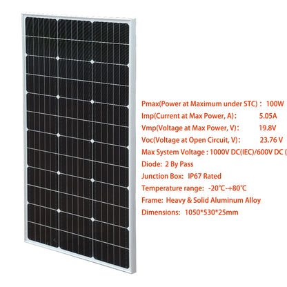 XINPUGUANG Rigid Glass Solar Panel Monocrystalline 200W 300W 400W (2x100w / 150w / 200W solar panels charge) On-grid / Off-grid