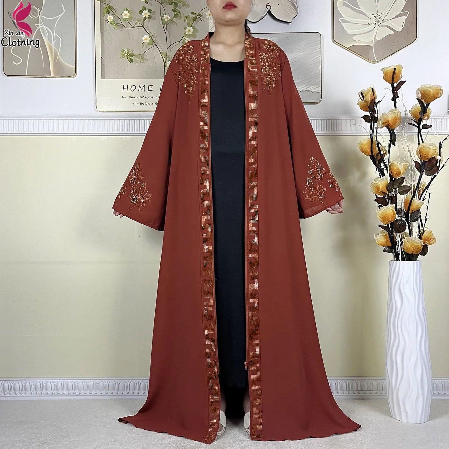 New Muslim Abayas For Women Long Sleeved Dress Dubai Lady Elegant Long Dress Islam Clothing African Abaya Loose Robe With Turban