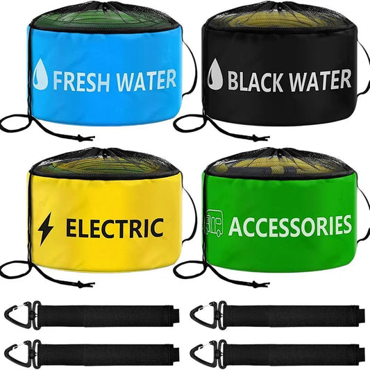 RV Hose Storage Bag with Straps Waterproof RV Accessories for Sewer Hoses/Fresh Water Hoses/Electrical Cords/Camper Tools