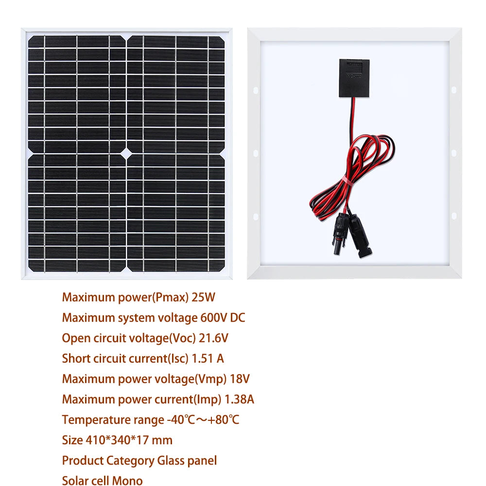 XINPUGUANG Rigid Glass Solar Panel Monocrystalline 10W 25W 50W 100W 200w Power Generation PV Panel charge  paneles solares