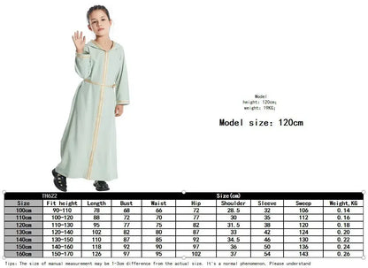 Kids Muslim Girls Abaya Prayer Hooded Long Maxi Dress Turkey Kaftan Arab Robe Dubai Islam Morocco Eid Party Ramadan Gown Caftan