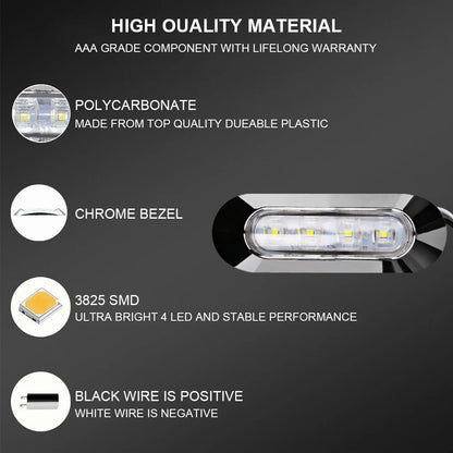 2PCS LED Marine Boat Courtesy Light 12-30V 6LED Waterproof Boat Interior Stern Transom Light Side Marker White Light for Marine