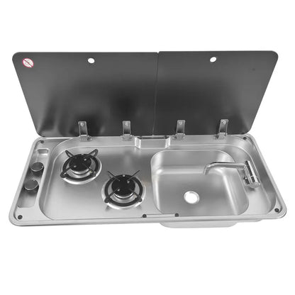 Outdoors Camping Gas Double Stove With Sink Cooker In RV Boat Yacht Caravan Motor Home Kitchen Including Tap And Drainer 904