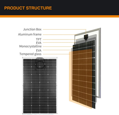 2PCS 200W 100W Flexible Solar Panel 12V 24V Solar Charge Battery Solar Panel Kit 30A Controller Camping RV Home Solar Power Bank