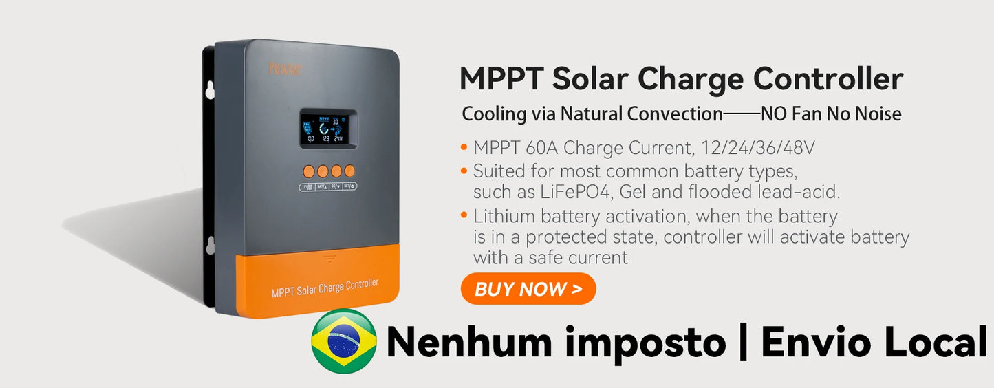 PowMr MPPT 60A Solar Charge Controller 12V 24V 36V 48V Battery Charge Voltage Regulator