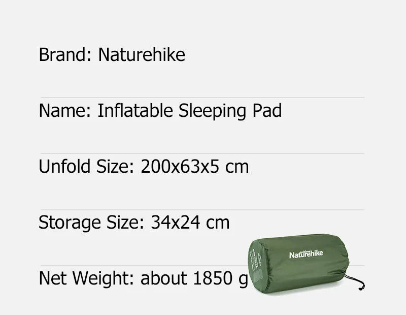 Naturehike Self-inflating Mattress D03 Inflatable Mattress 5CM Air Mattress Tourist Foam Sleeping Mat Camping Mat Tent Mattress