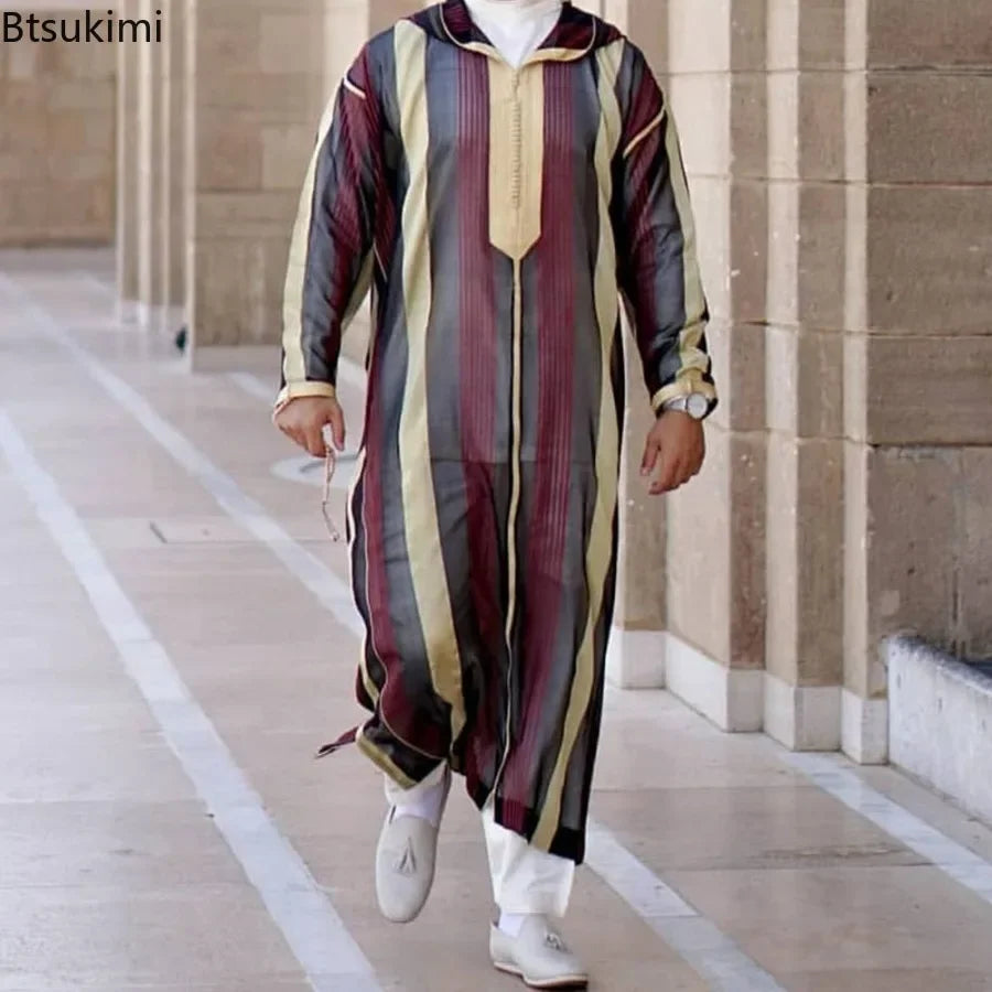 Durable Kaftan Arab Muslim Robe Men Jubba Thobe Long Sleeve Dubai Islamic Ethnic Gown Nightshirts Fashion Loose Casual Clothes