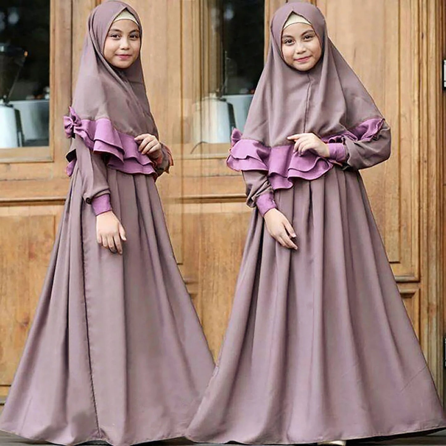 Kid Ramadan Robe Girls Muslim Toddler Abaya Dress Dubai Clothing Traditional Costumes Girls Outfits&Set 18M,24M,2T,3T,4T,5T,6T