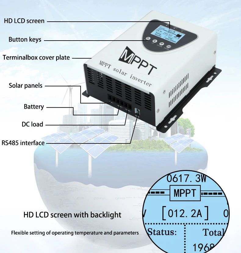 MPPT 100A 60A 50A 30A 150VDC Solar Charge Controller With LCD DISPLAY RS485 interface For12V 24V 36V 48V Home Solar System