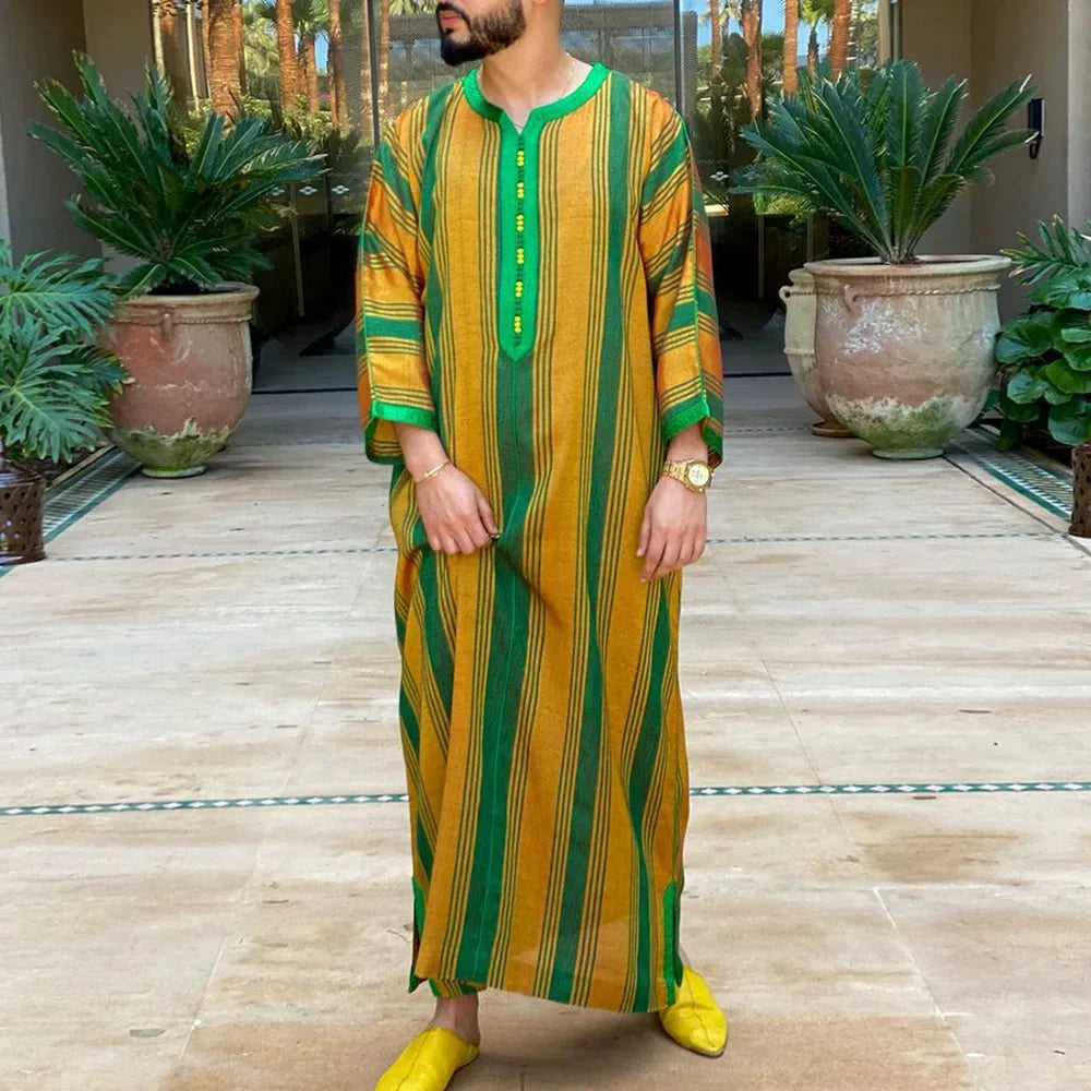 Durable Kaftan Arab Muslim Robe Men Jubba Thobe Long Sleeve Dubai Islamic Ethnic Gown Nightshirts Fashion Loose Casual Clothes