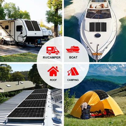 PowMr Solar Panels 40W 60W 80W 100W 120W 150W 200W Flexible Portable Solar Cell Solar Plate Kit for RV Car Home Solar System