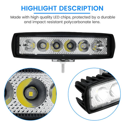 1/2/4Pcs LED Work Light Strip Shape Light Bar 6000K Flood Spot White Off Road Head Car light IP67 Auto parts For Multiple Scenes