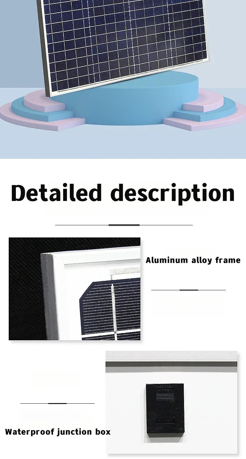 500W 1000W Solar Panel Kit Complete 12V Polycrystalline Power Portable Outdoor Rechargeable Solar Cell Solar Generator for Home