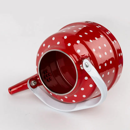 Enamel Kettle Red Polka Dot Durable Heating Water Kettle Lovely Enamel Teapot Kitchen Teapot Metal Tea Kettle For Home