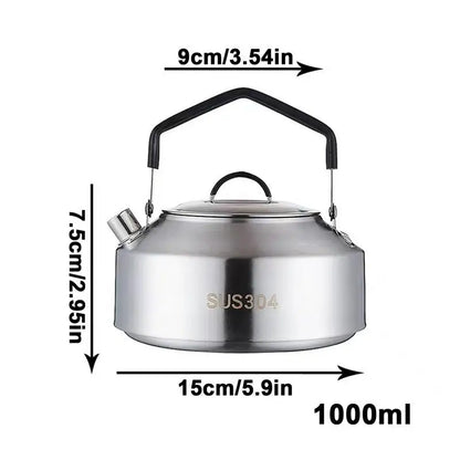 New Camping Kettles For Boiling Water 304 Stainless Steel Water Pot Outdoor Gas Cassette Stove Teapot Kitchen Whistling Kettle