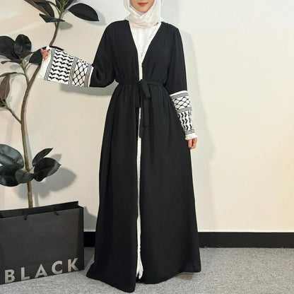 Open Front Abaya Muslim Long Sleeve Cardigan Abayas Maxi Dress Women's Clothing Tassel Embroidery Out Kaftans Women Jilbabs