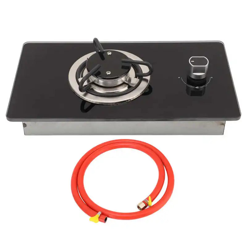 RV Gas Stove Tempered Glass Single Burner Cooktop Adjustable Fire Cooking Bench for Camper Caravan Boat Single Stove Gas Stove