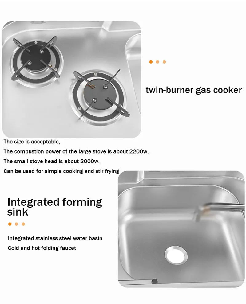 Outdoors Camping Gas Double Stove With Sink Cooker In RV Boat Yacht Caravan Motor Home Kitchen Including Tap And Drainer 904