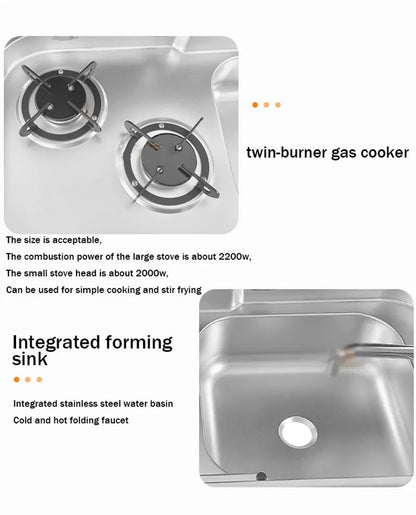 Outdoors Camping Gas Double Stove With Sink Cooker In RV Boat Yacht Caravan Motor Home Kitchen Including Tap And Drainer 904