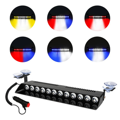 12LED Beads Car Light Police Strobe Light Emergency Suction Cup Warning Light 14 Flash Mode For Truck SUV with Cigarette Lighter