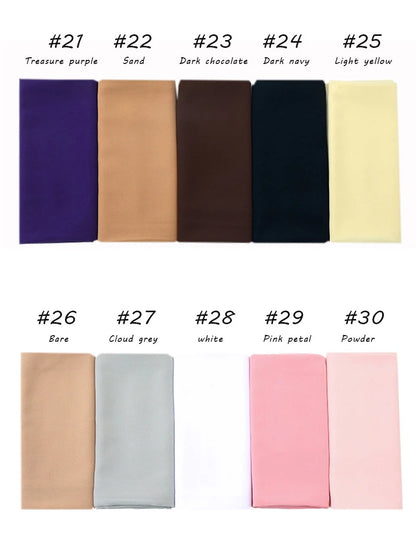 Ramadan Muslim Chiffon Hijabs For Woman Plain Color Headscarf Long Shawl Scarf Women Jersey Hijabs Ladies Islam Voile Hijab