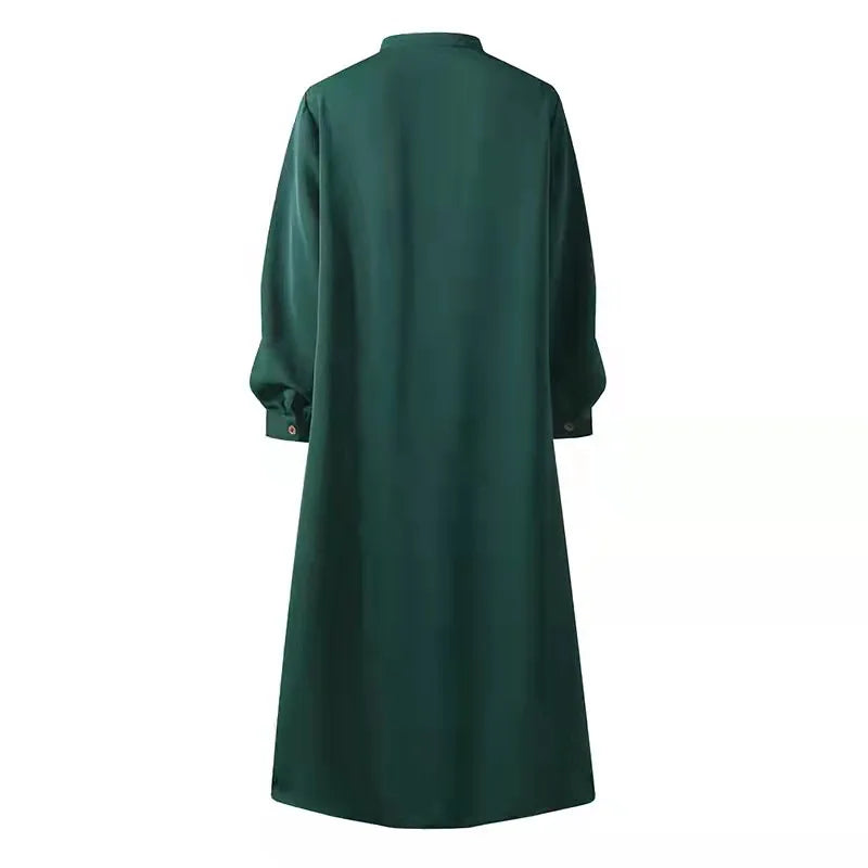 Muslim Long Kimono Hijab Dress for Women, Dubai Abaya, Islam Clothing, Button Shirt, Maxi Dresses, African Abaya