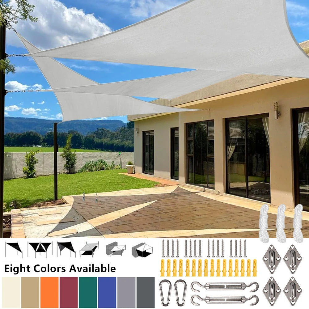 Triangle 2/3/3.6/5M Canopy with Fastening Ropes Premium Weatherproof Breathable Sun Shelter Sun Shade Sails Cloth Outdoor Awning