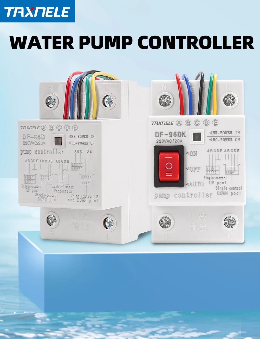 DF-96D Automatic Water Level Controller Switch 20A 220V Water tank Liquid Level Detection Sensor Water Pump Controller