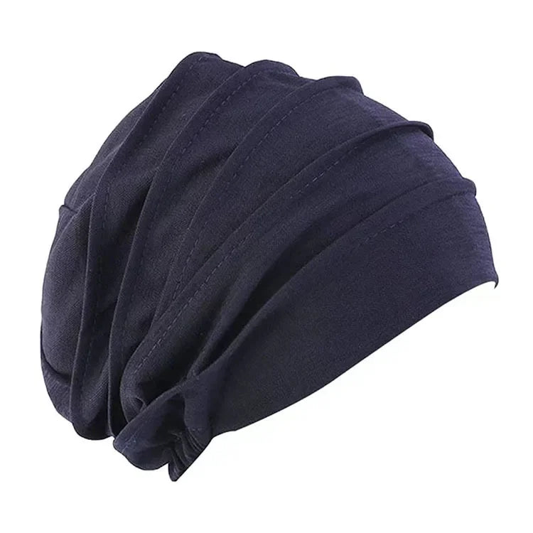 Breathable Elastic Women's Turban Hat Soft Ruffle Head Wrap Cap Lady Cancer Chemo Cap Muslim Headscarf Hat