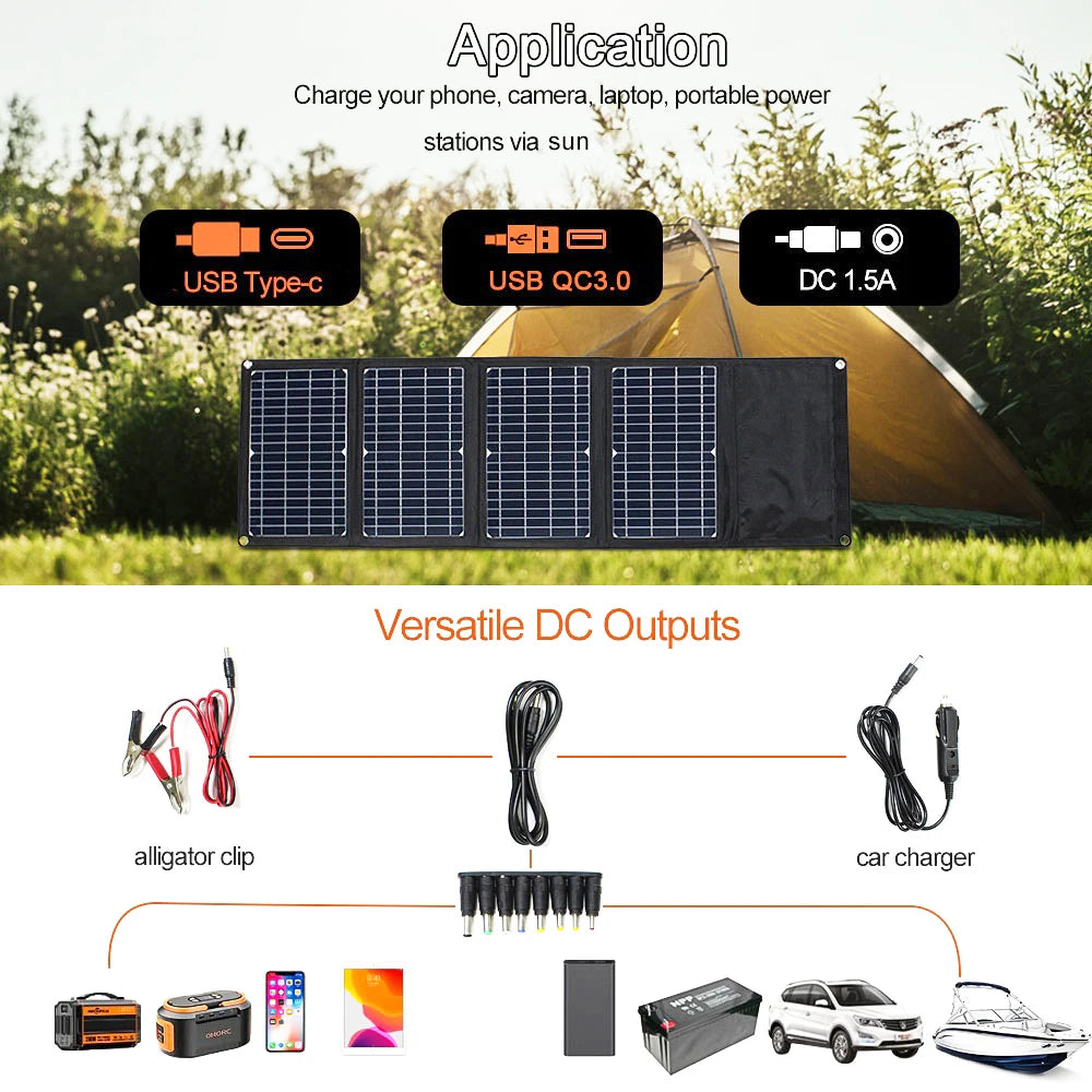 Upgraded 28W 21W 14W Portable Solar Panel Charger Double USB 5V 18V DC Camping Foldable Solar Panel For Phone Charge Power Bank