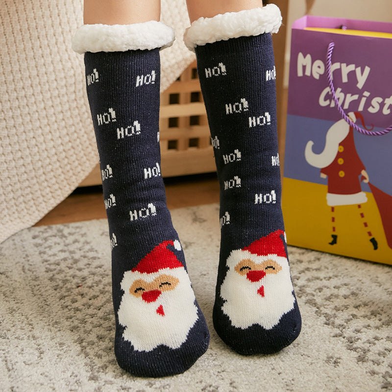 Winter Warm Non-slip Mid-calf Home Fleece-lined Thickened Room Socks Coral Fleece Sleeping