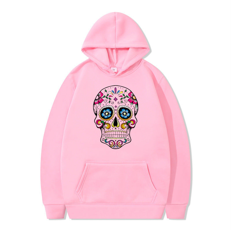 Couple Skull Head Printed Hoodie Sweater