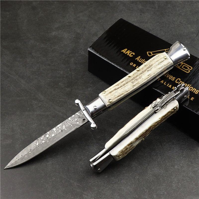 Camping Outdoor Damascus Folding Knife